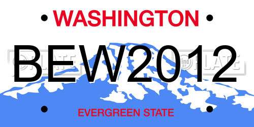BEW2012 Washington License Plate