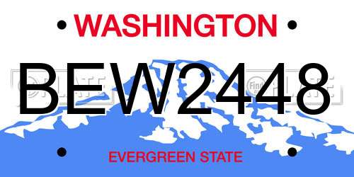 BEW2448 Washington License Plate