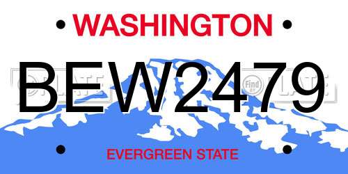 BEW2479 Washington License Plate