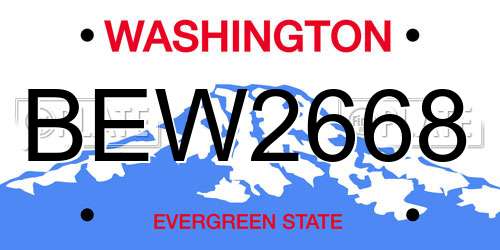 BEW2668 Washington License Plate