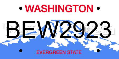 BEW2923 Washington License Plate