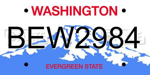 BEW2984 Washington License Plate