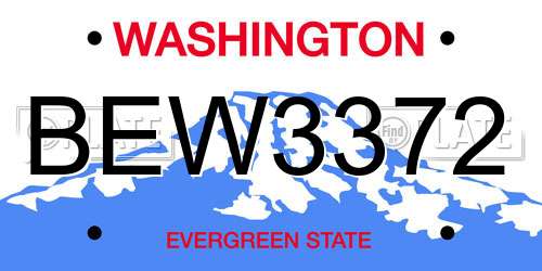 BEW3372 Washington License Plate