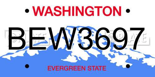 BEW3697 Washington License Plate