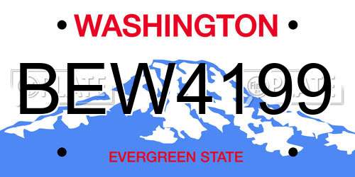 BEW4199 Washington License Plate