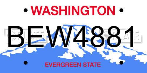 BEW4881 Washington License Plate