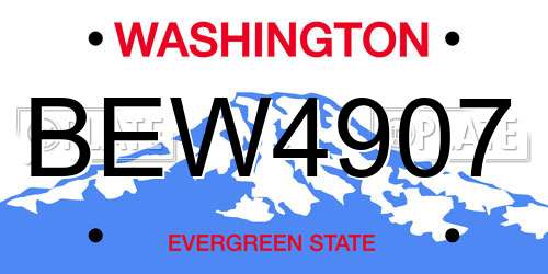 BEW4907 Washington License Plate
