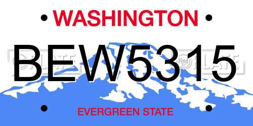 BEW5315 Washington License Plate