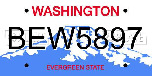 BEW5897 Washington License Plate