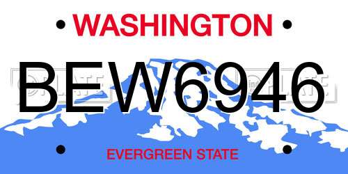 BEW6946 Washington License Plate