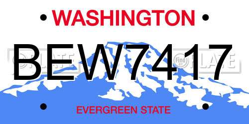 BEW7417 Washington License Plate