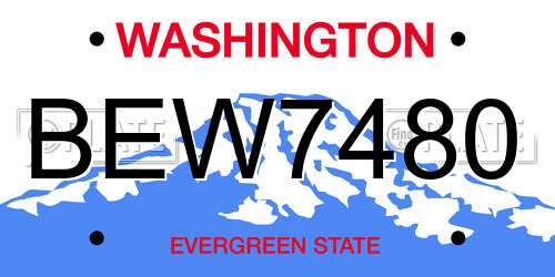 BEW7480 Washington License Plate