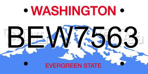 BEW7563 Washington License Plate