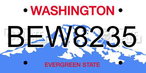 BEW8235 Washington License Plate