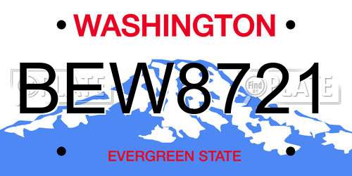 BEW8721 Washington License Plate