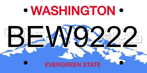 BEW9222 Washington License Plate