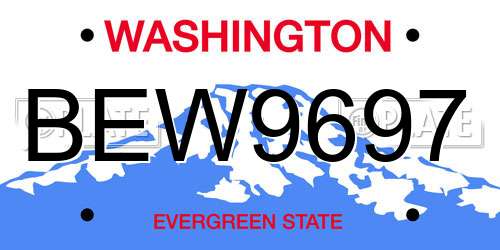 BEW9697 Washington License Plate