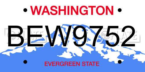 BEW9752 Washington License Plate