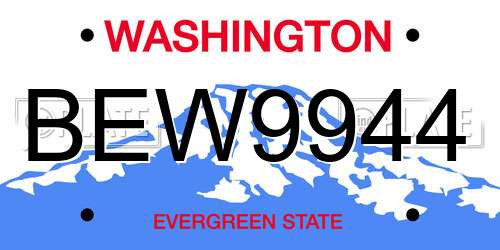 BEW9944 Washington License Plate