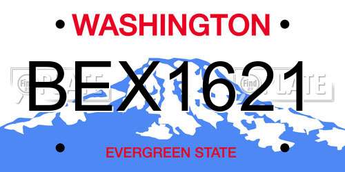 BEX1621 Washington License Plate