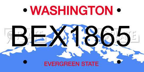 BEX1865 Washington License Plate