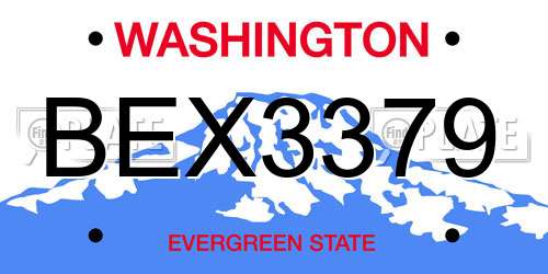 BEX3379 Washington License Plate