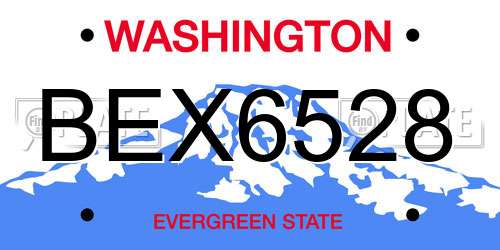 BEX6528 Washington License Plate