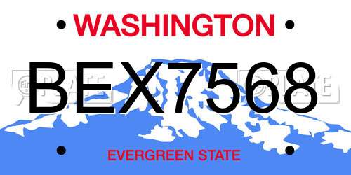 BEX7568 Washington License Plate
