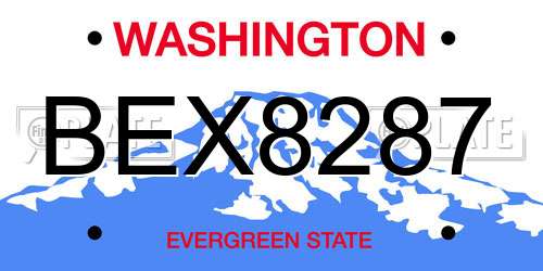 BEX8287 Washington License Plate