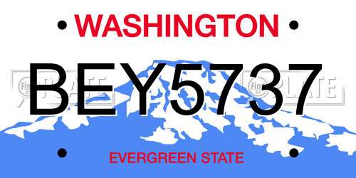 BEY5737 Washington License Plate