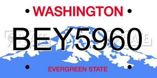 BEY5960 Washington License Plate