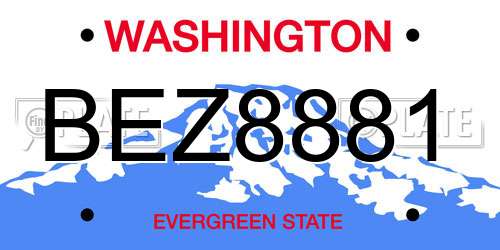 BEZ8881 Washington License Plate
