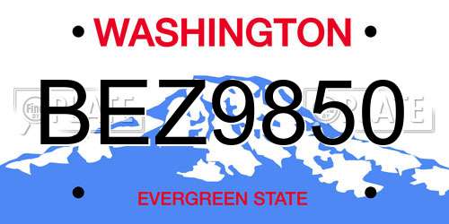 BEZ9850 Washington License Plate