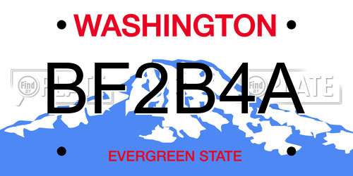 BF2B4A Washington License Plate