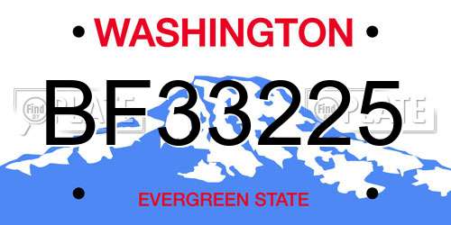 BF33225 Washington License Plate