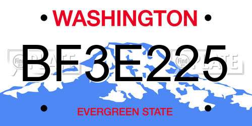 BF3E225 Washington License Plate