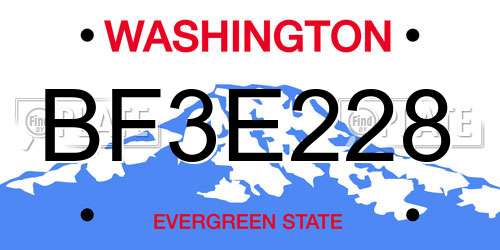 BF3E228 Washington License Plate