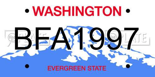 BFA1997 Washington License Plate