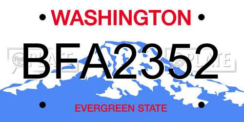 BFA2352 Washington License Plate