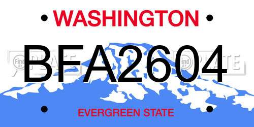 BFA2604 Washington License Plate