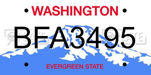 BFA3495 Washington License Plate