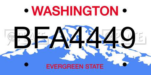 BFA4449 Washington License Plate