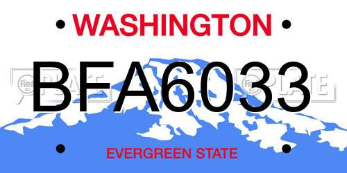 BFA6033 Washington License Plate