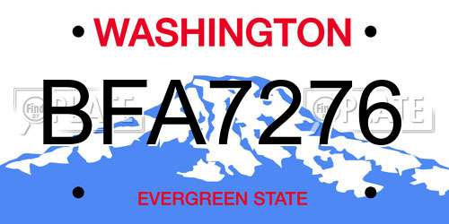 BFA7276 Washington License Plate