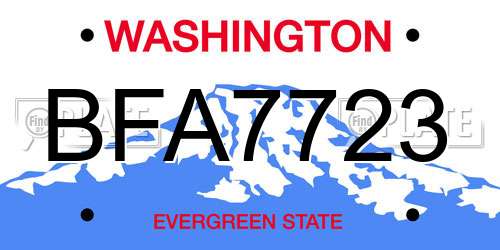 BFA7723 Washington License Plate