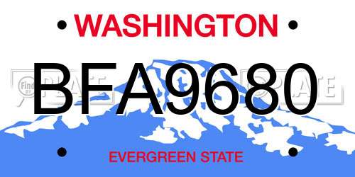 BFA9680 Washington License Plate