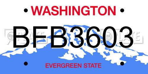 BFB3603 Washington License Plate
