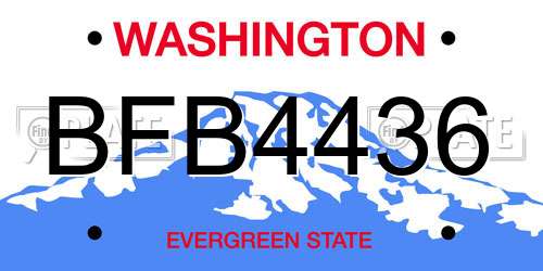 BFB4436 Washington License Plate