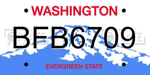BFB6709 Washington License Plate