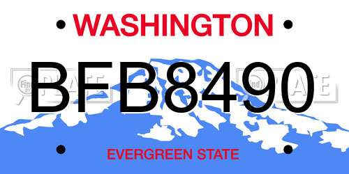 BFB8490 Washington License Plate